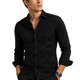 Camisa Social Masculina Preta Manga Longa Luxo Preta