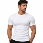 Camiseta Masculina Canelada Slim Fit Manga Curta Premium