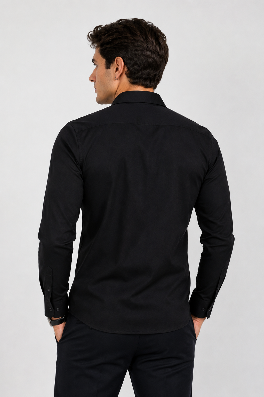 Camisa Social Masculina Preta Manga Longa Luxo Preta