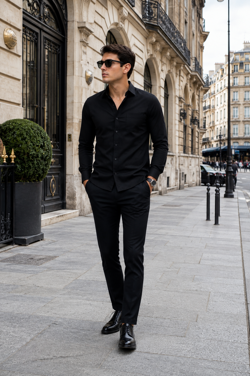 Camisa Social Masculina Preta Manga Longa Luxo Preta