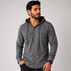 Camisa Masculina Flanelada Manga Longa com Capuz
