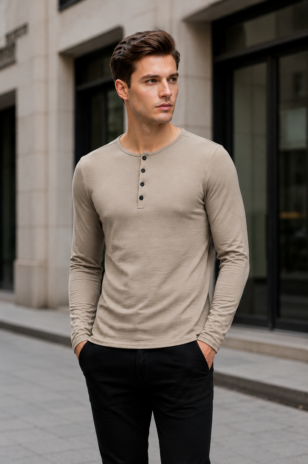 Camiseta Masculina Manga Longa Gola Padre