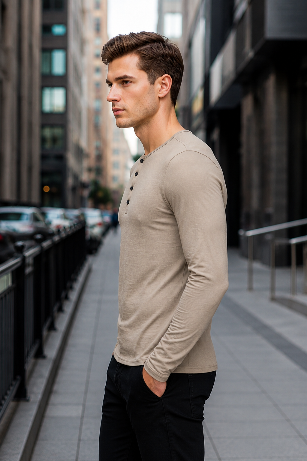 Camiseta Masculina Manga Longa Gola Padre