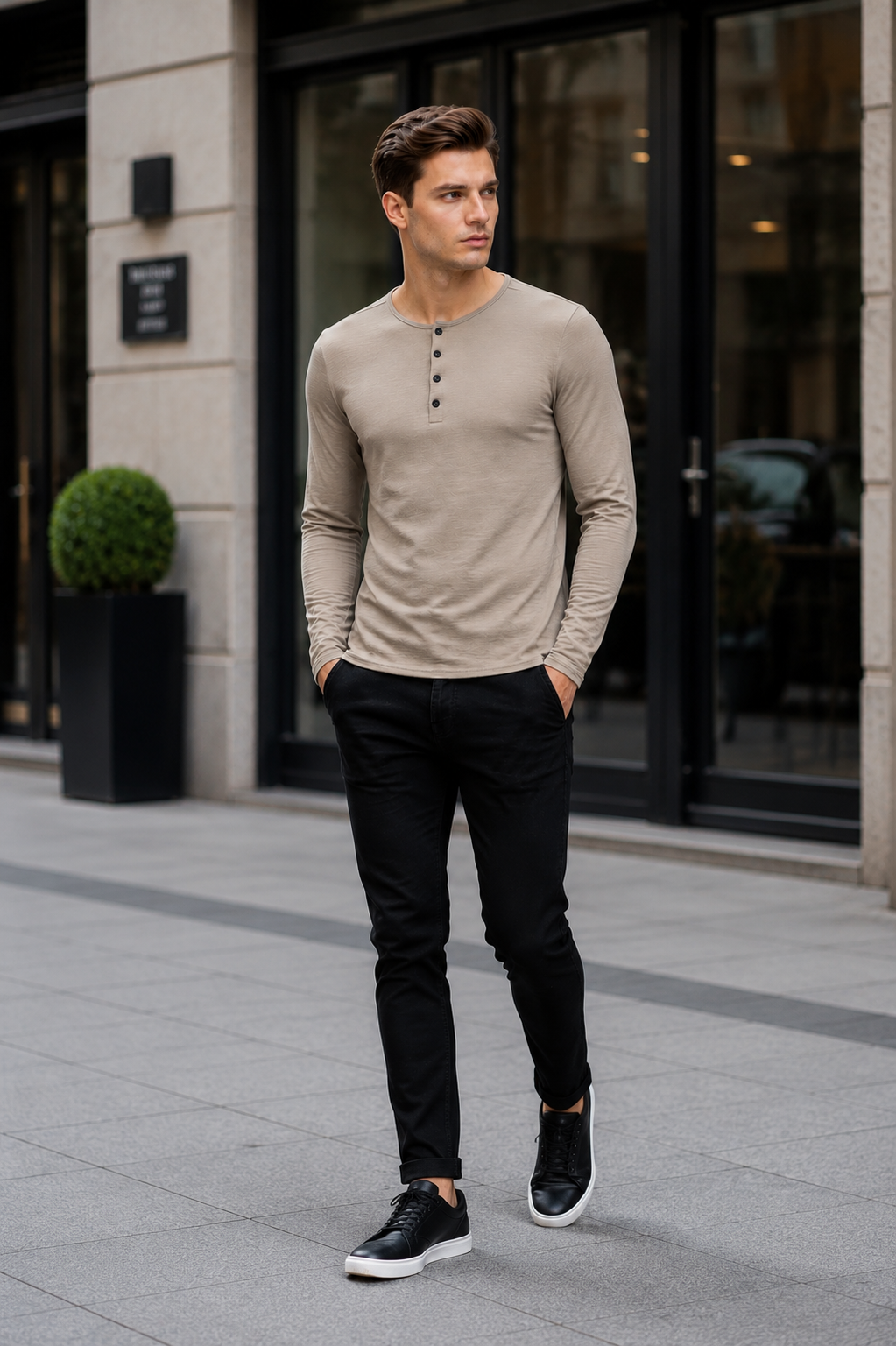 Camiseta Masculina Manga Longa Gola Padre