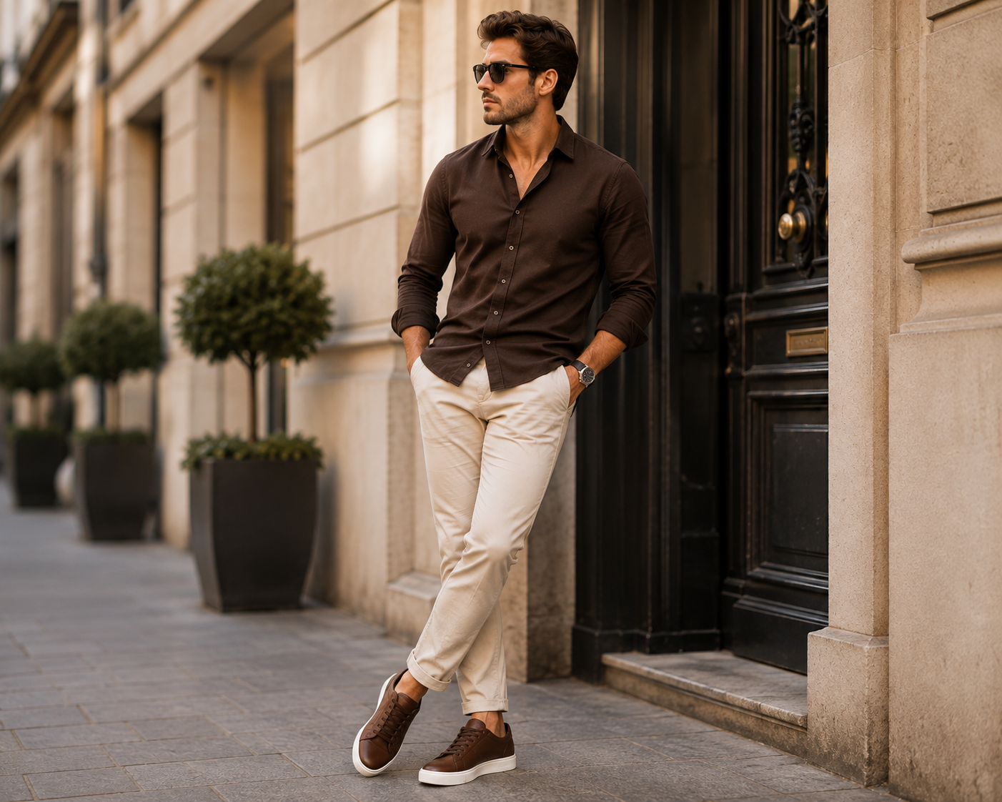 Tênis Casual de Couro  Italiano Resistente