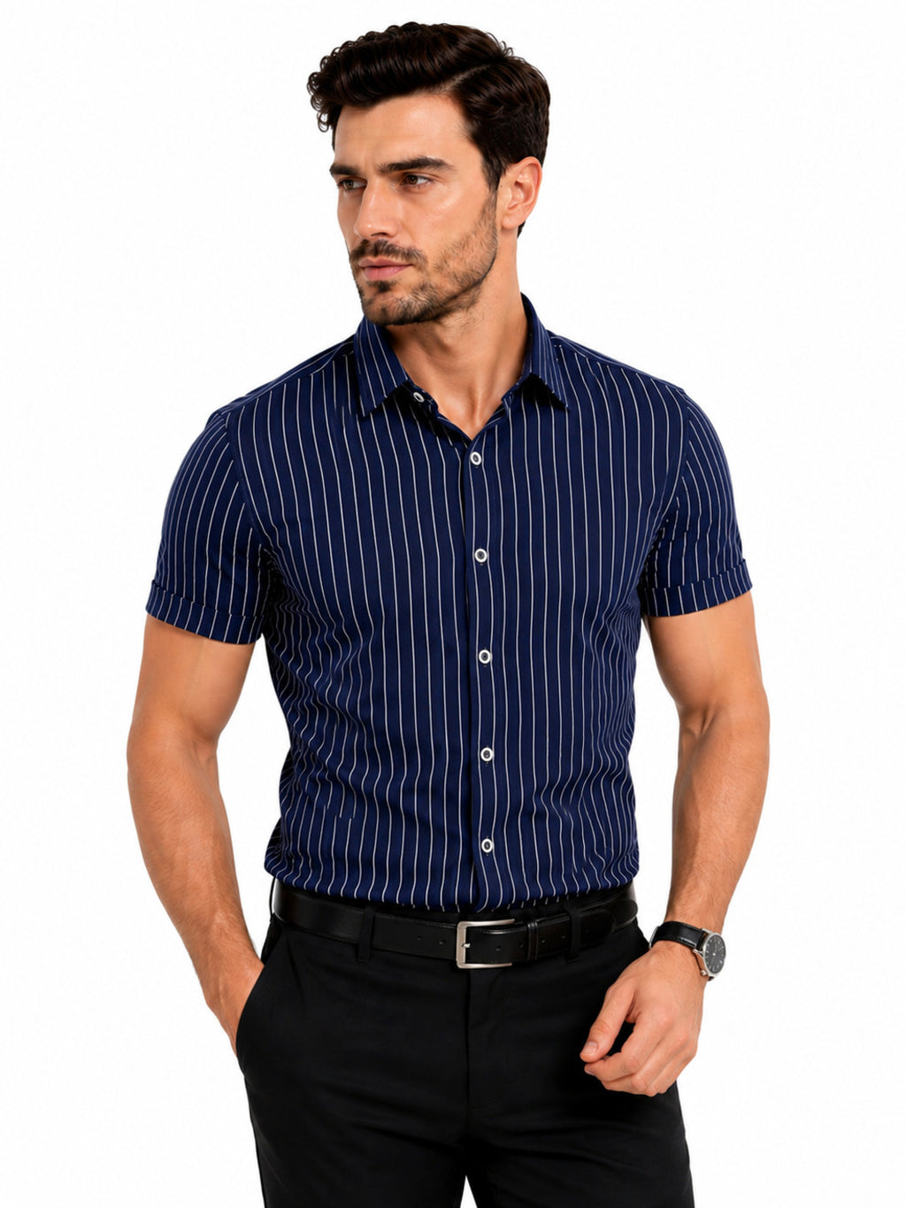 Camisa Social Masculina Manga Curta Listrada Slim Fit