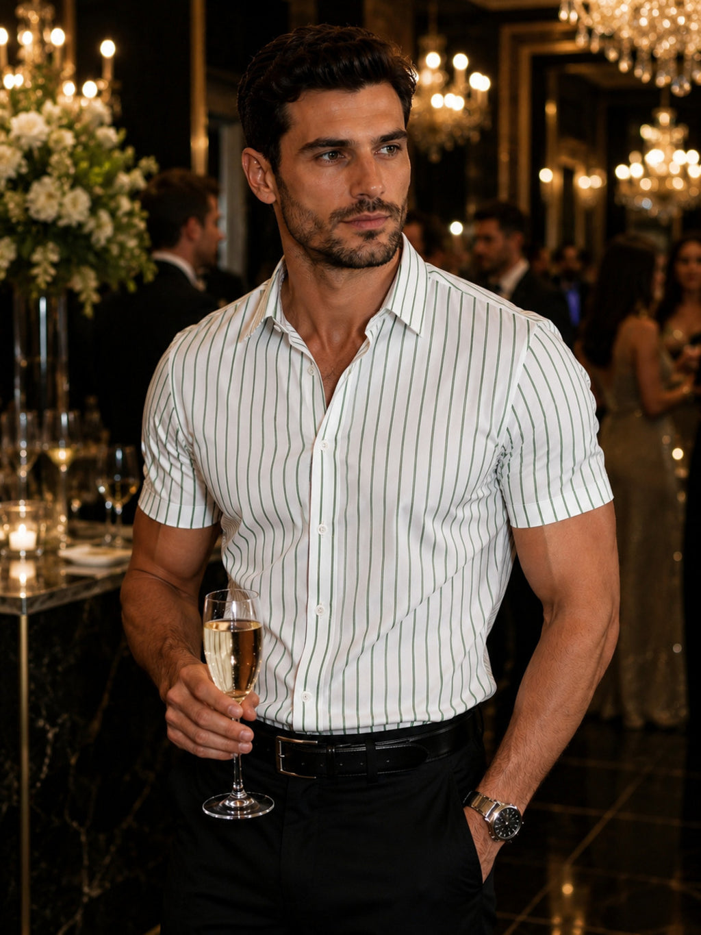 Camisa Social Masculina Manga Curta Listrada Slim Fit