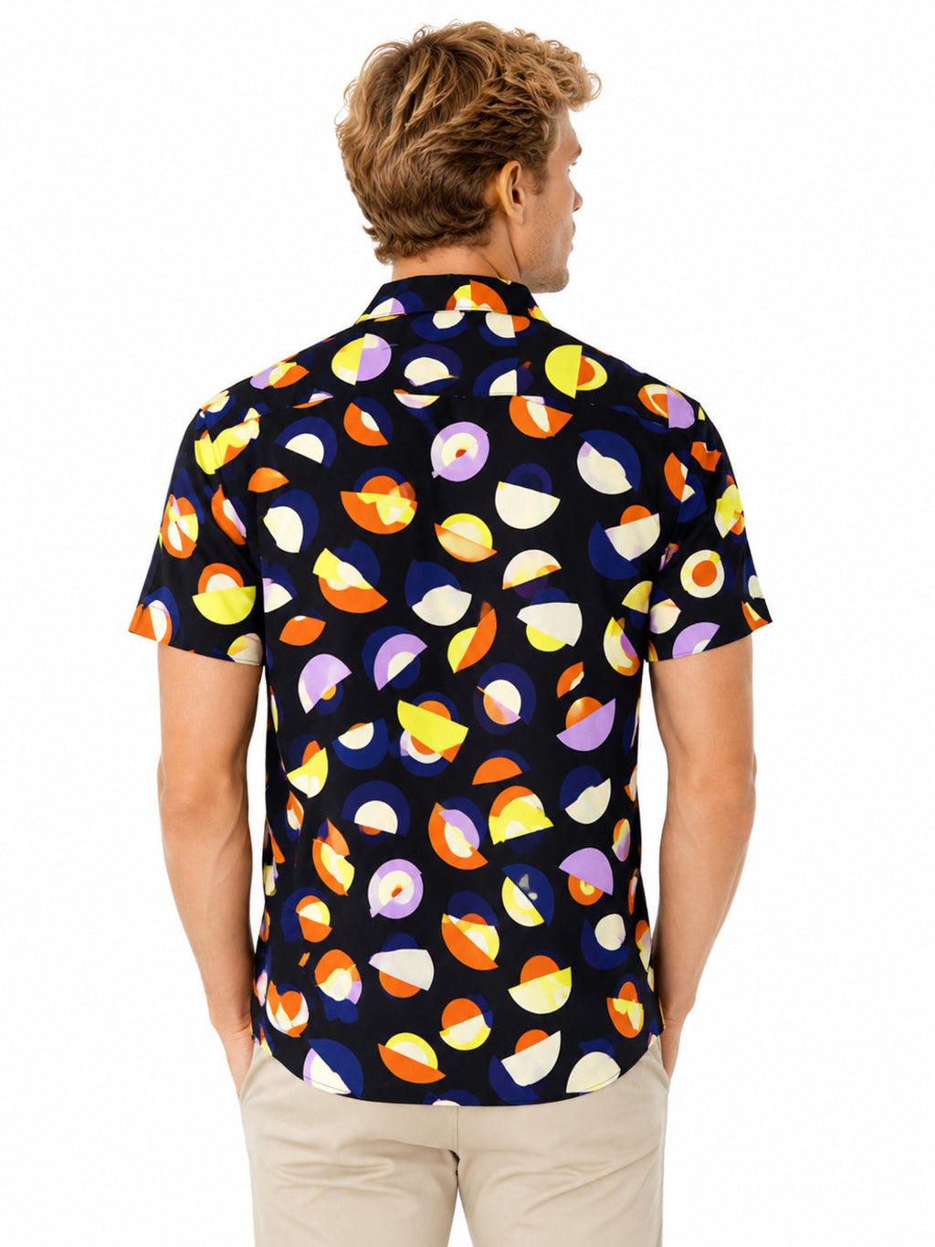 Camisa Masculina Manga Curta Viscose Estampada
