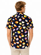Camisa Manga Curta Estampada  Em Viscose