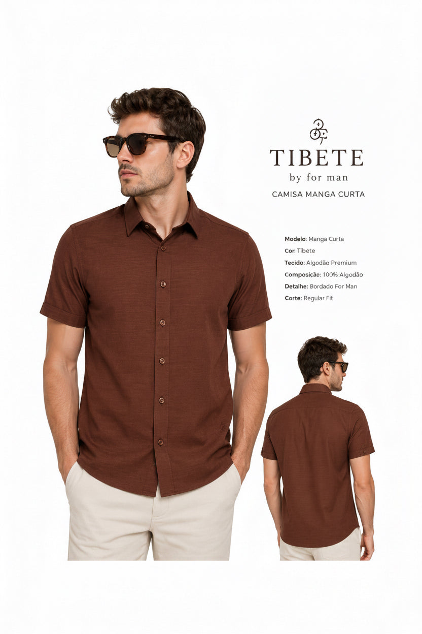 Camisa Masculina Manga Curta de Linho Premium