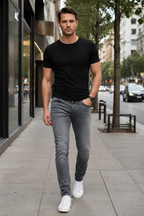 Calça Jeans Masculina Slim Fit Estilo Coreano Premium