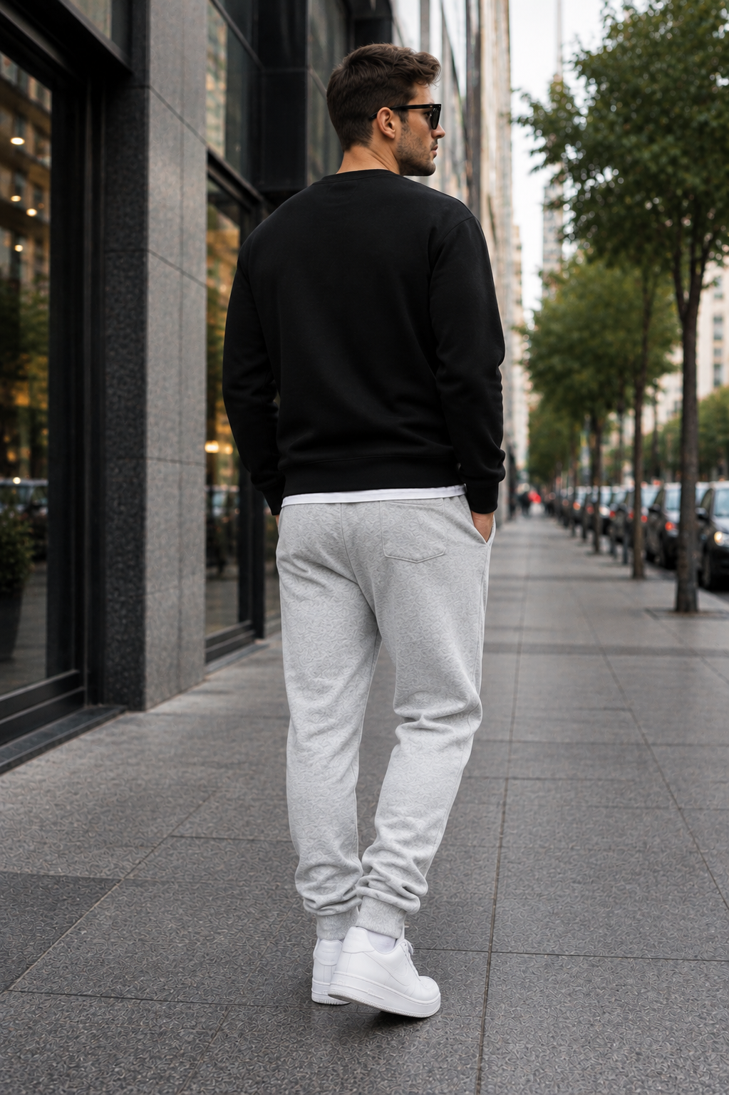 Calça Masculina Moletom Slim com Bolso e Cordão
