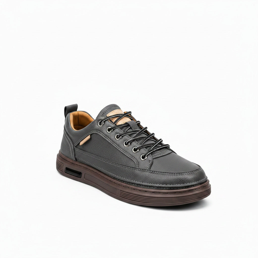 Tênis de Couro Masculino Impermeável Solado de Borracha Conforto