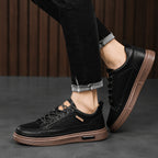 Tênis Casual Masculino Couro PU Confortável Antiderrapante