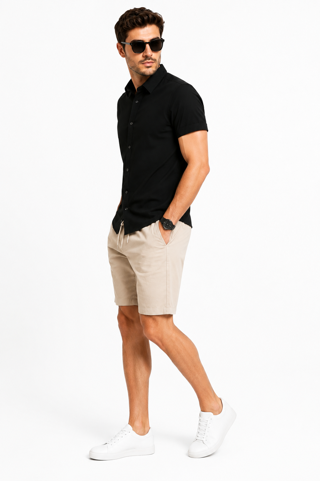 Kit Masculino Verão Camisa Manga Curta + Bermuda Casual