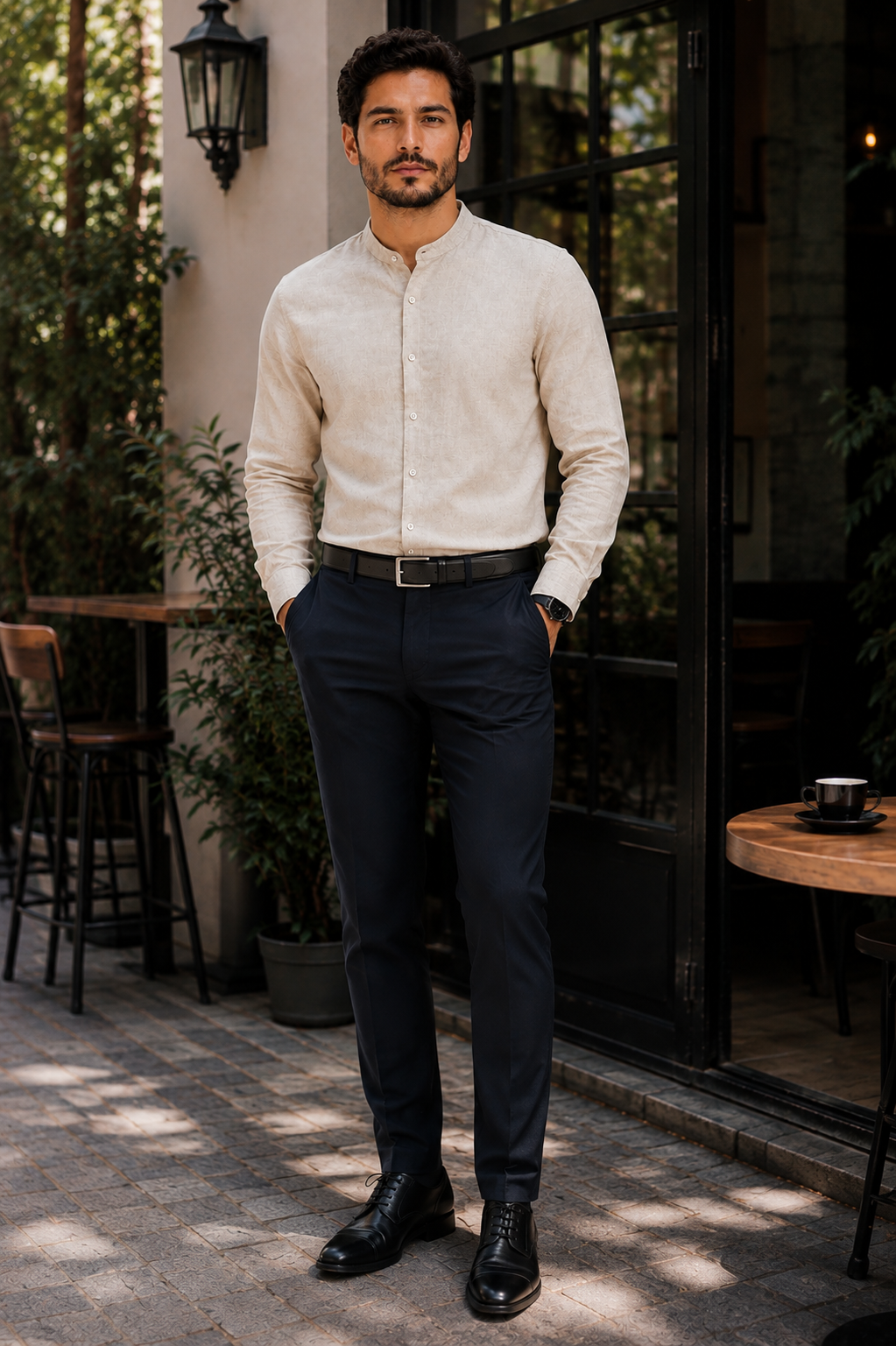 Camisa Masculina Gola Padre Manga Longa