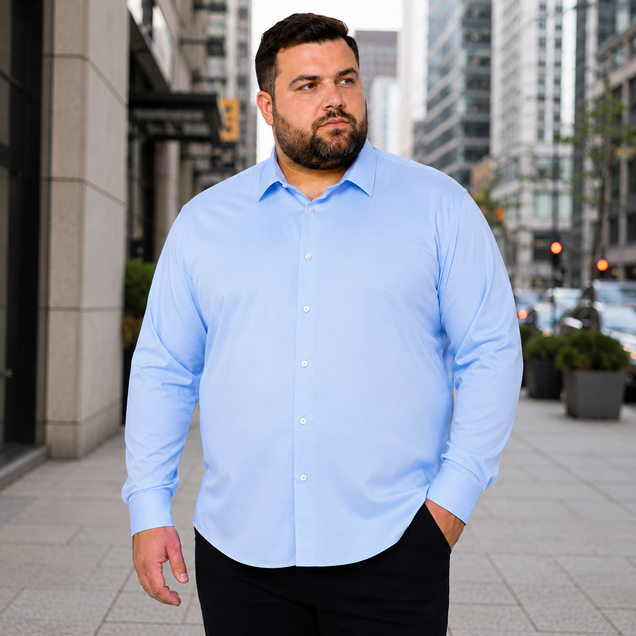 Camisa Social Masculina Plus Size Manga Longa Kit 3 Peças