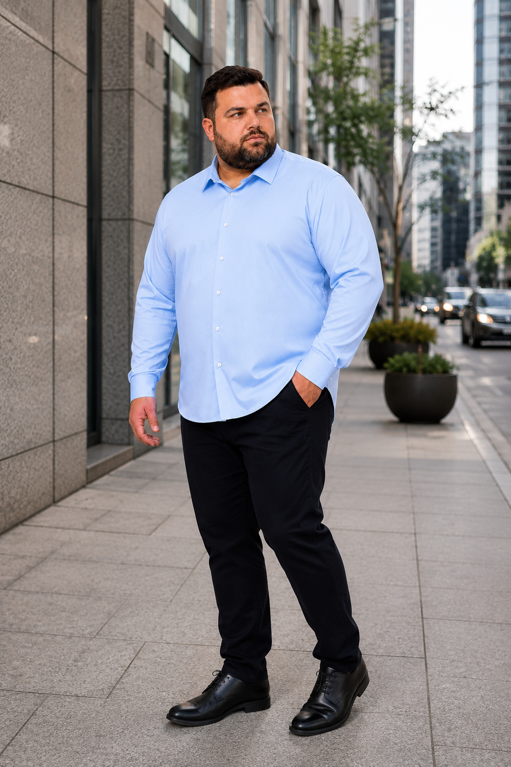 Camisa Social Masculina Plus Size Manga Longa Kit 3 Peças