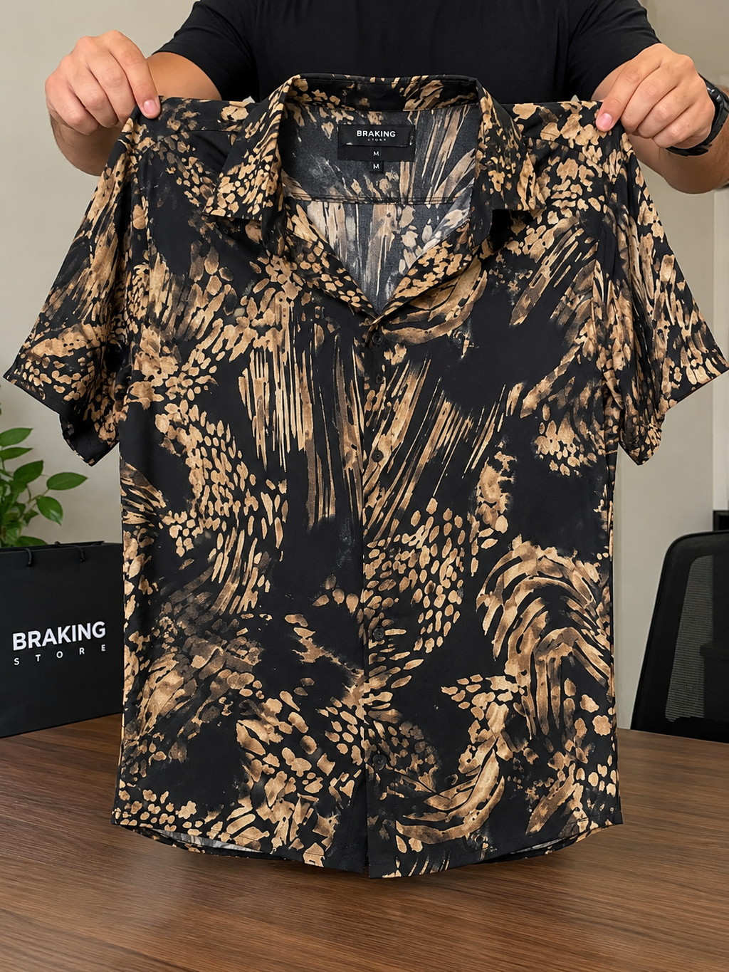 Camisa Masculina Manga Curta 100% Viscose Estampada