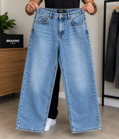Calça Jeans Masculina Baggy Oversize 100% Algodão Perna Larga