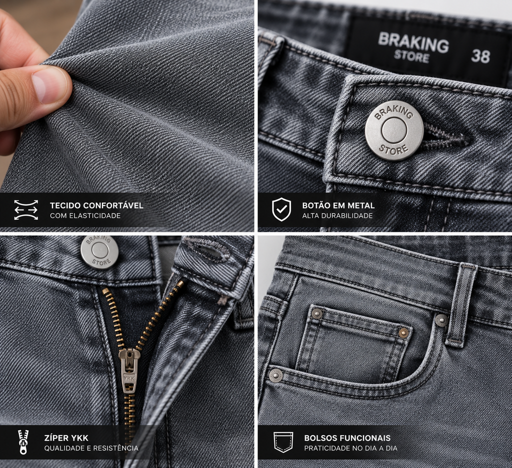 Calça Jeans Masculina Slim Fit Estilo Coreano Premium