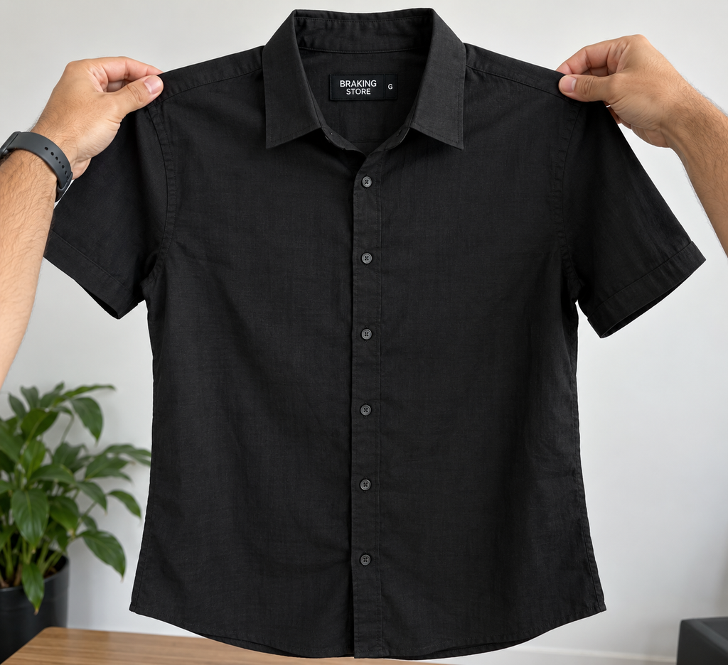 Camisa Masculina Manga Curta de Linho Premium