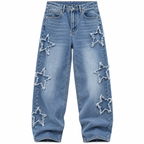 Calça Jeans Masculina Loose Fit Bordada Streetwear