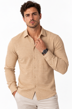 Camisa Social Masculina Manga Longa Texturizada