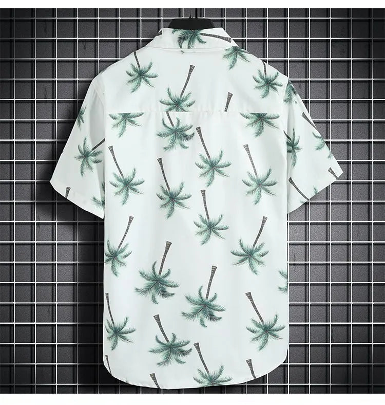 Conjunto Havaiano Camisa Shorts Masculino branco 