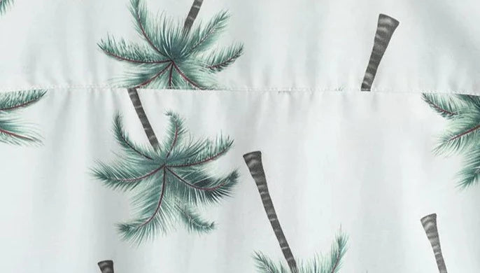 Conjunto Havaiano Camisa Shorts Masculino branco  Bermuda