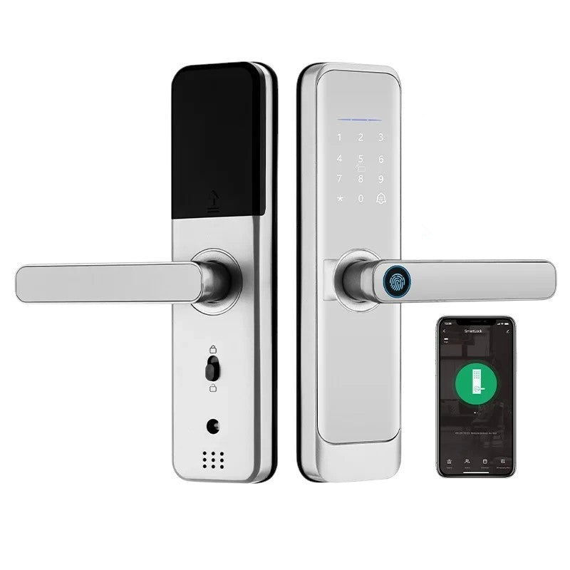 Fechadura Inteligente Digital Prata com Voz Biometria Senha