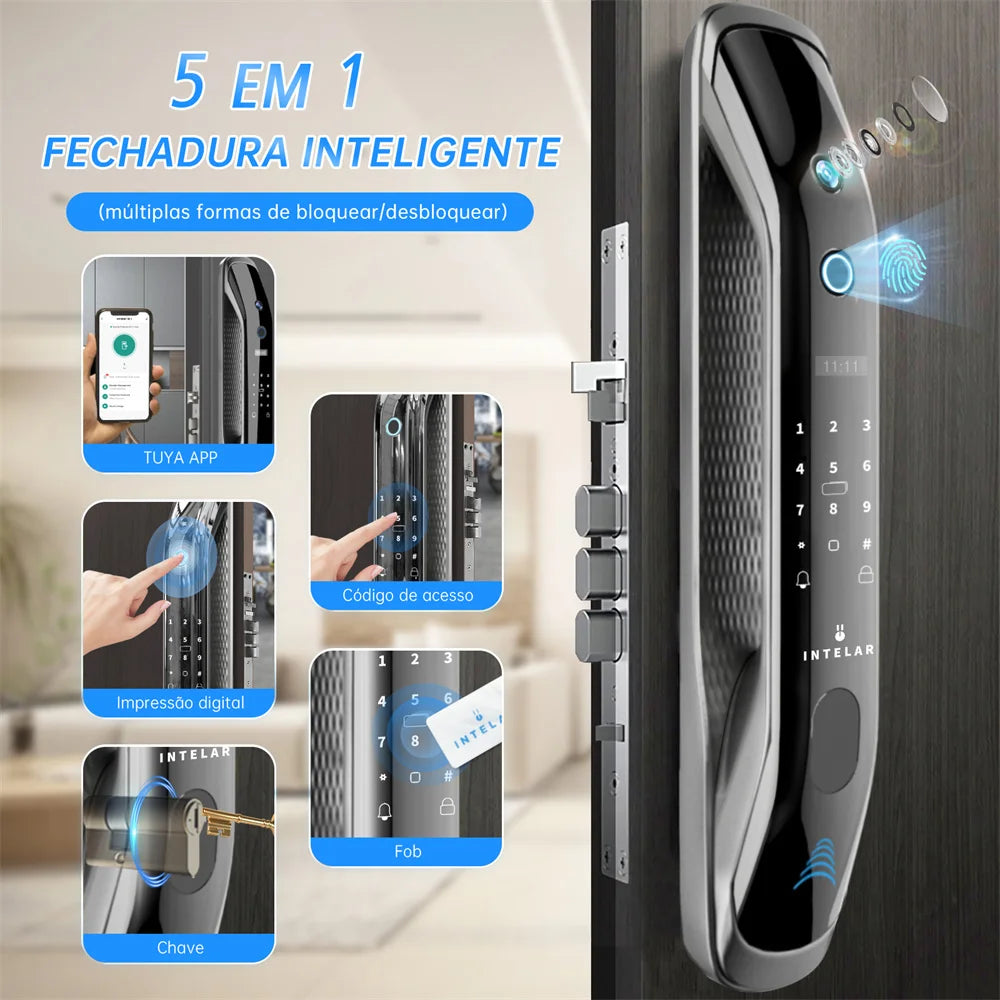 Fechadura Inteligente Wi‑Fi Biometria  5 Formas de Desbloqueio