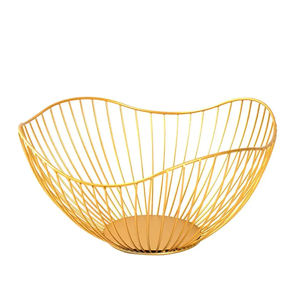 Fruteira de ferro elegante com divisórias, Ideal para organizar frutas, pães e snacks com estilo, Acabamento em preto ou dourado sofisticado, Fácil de limpar e saudável, Design decorativo que valoriza sua mesa, Prática, versátil e acessível