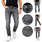 Calça Jeans Masculina Cinza Slim Fit Premium