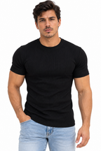 Camiseta Masculina Canelada Slim Fit Manga Curta Premium