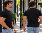 Camiseta Masculina Canelada Slim Fit Manga Curta Premium