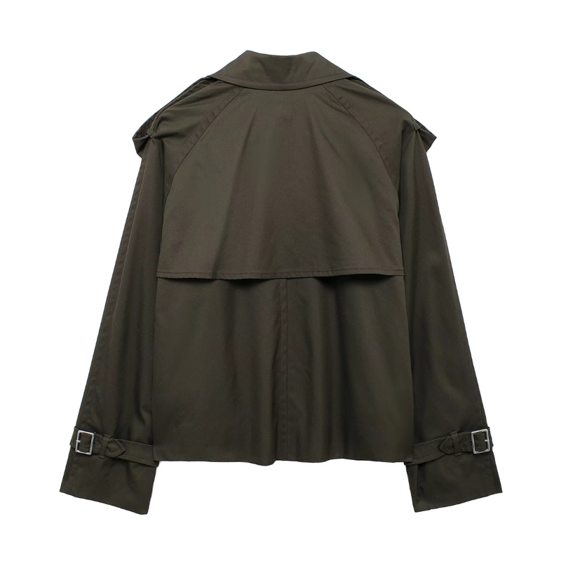 Jaqueta Feminina Trench Lapela Elegância Atemporal  Conforto Duradouro