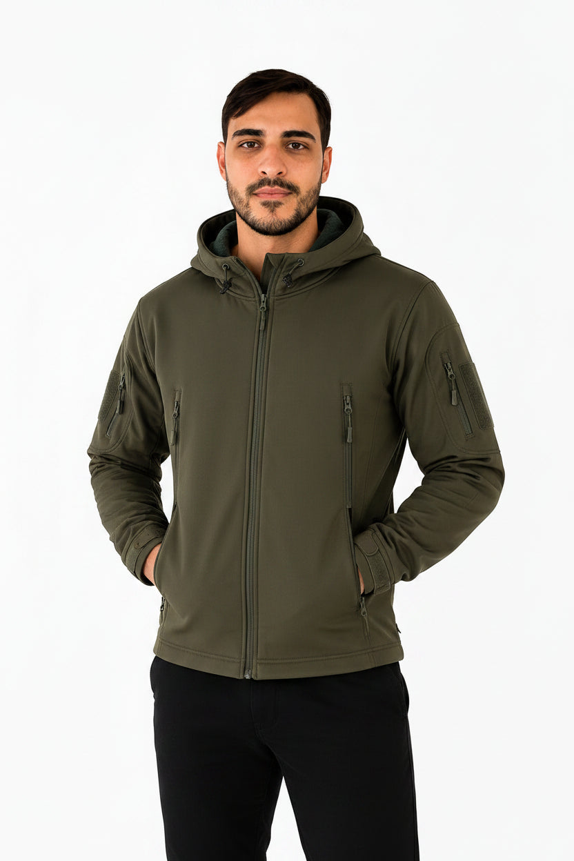 Jaqueta masculina térmica impermeável com capuz, ideal para proteger você em dias frios e chuvosos. 