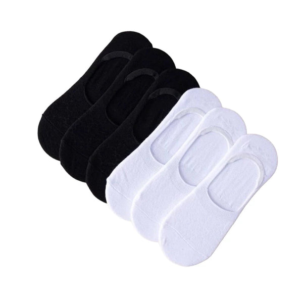 Kit 12 pares de meias sapatilha invisível unissex com silicone interno. Conforto, ajuste seguro e cores sortidas. Escolha já o seu e sinta a diferença!