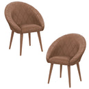 Kit 2 Poltronas Decorativas para Recepção e Escritório, Estilo Moderno com Pés Palito, Estofamento em Veludo Branco e Rosa, Courino Marrom, Conforto e Elegância para Seu Ambiente