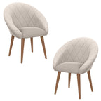 Kit 2 Poltronas Decorativas para Recepção e Escritório, Estilo Moderno com Pés Palito, Estofamento em Veludo Branco e Rosa, Courino Marrom, Conforto e Elegância para Seu Ambiente