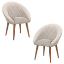 Kit 2 Poltronas Decorativas para Recepção e Escritório, Estilo Moderno com Pés Palito, Estofamento em Veludo Branco e Rosa, Courino Marrom, Conforto e Elegância para Seu Ambiente