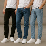 Kit 3 Calças Jeans Masculinas Slim Elastano – Lavagem Escura