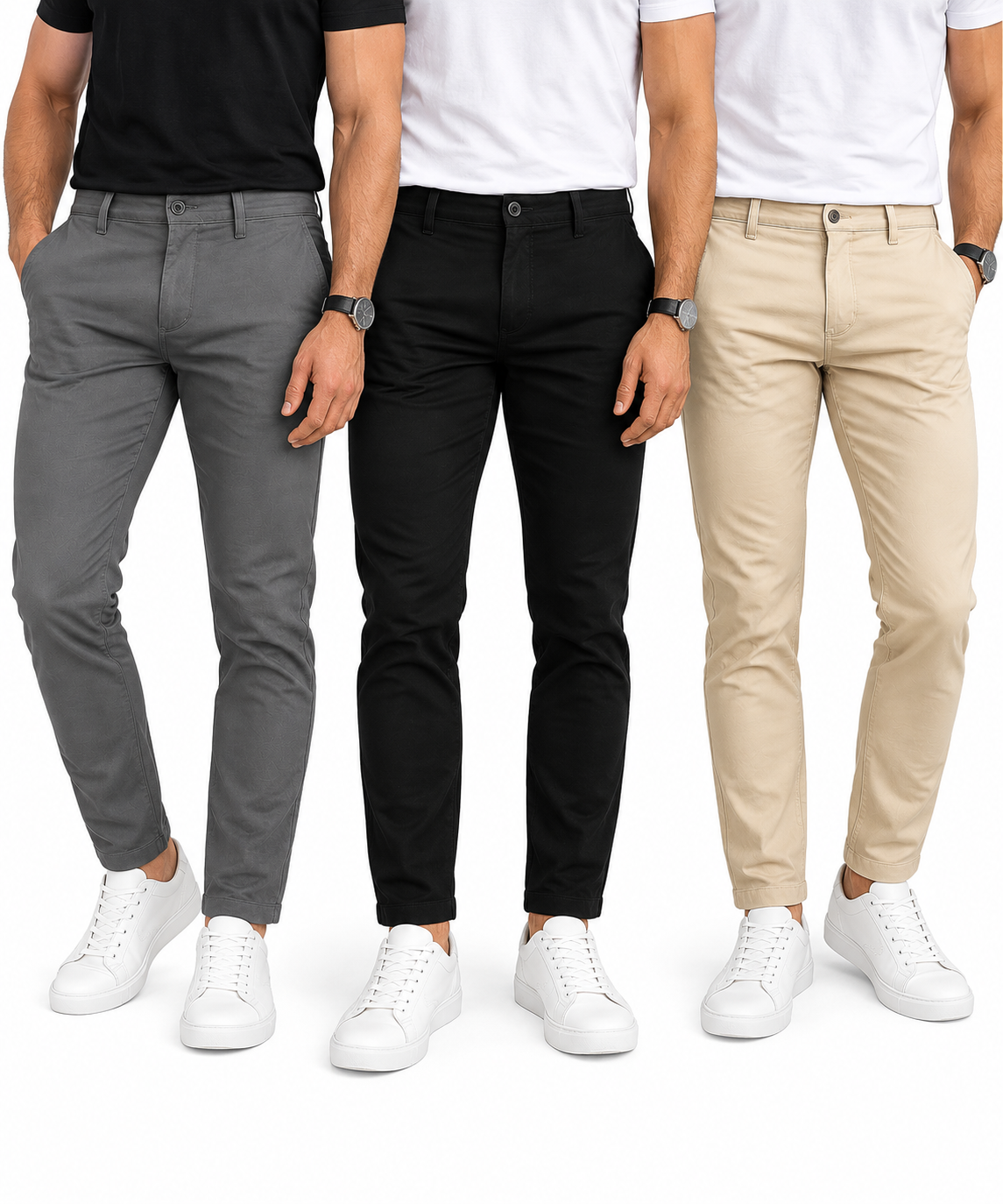 Kit 3 Calças Masculinas Sarja Slim Fit