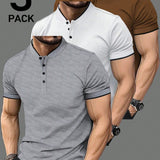 Kit 3 Camisas Gola Padre Masculina Básica – Gola Padre, Botões Frontais Tecido Premium