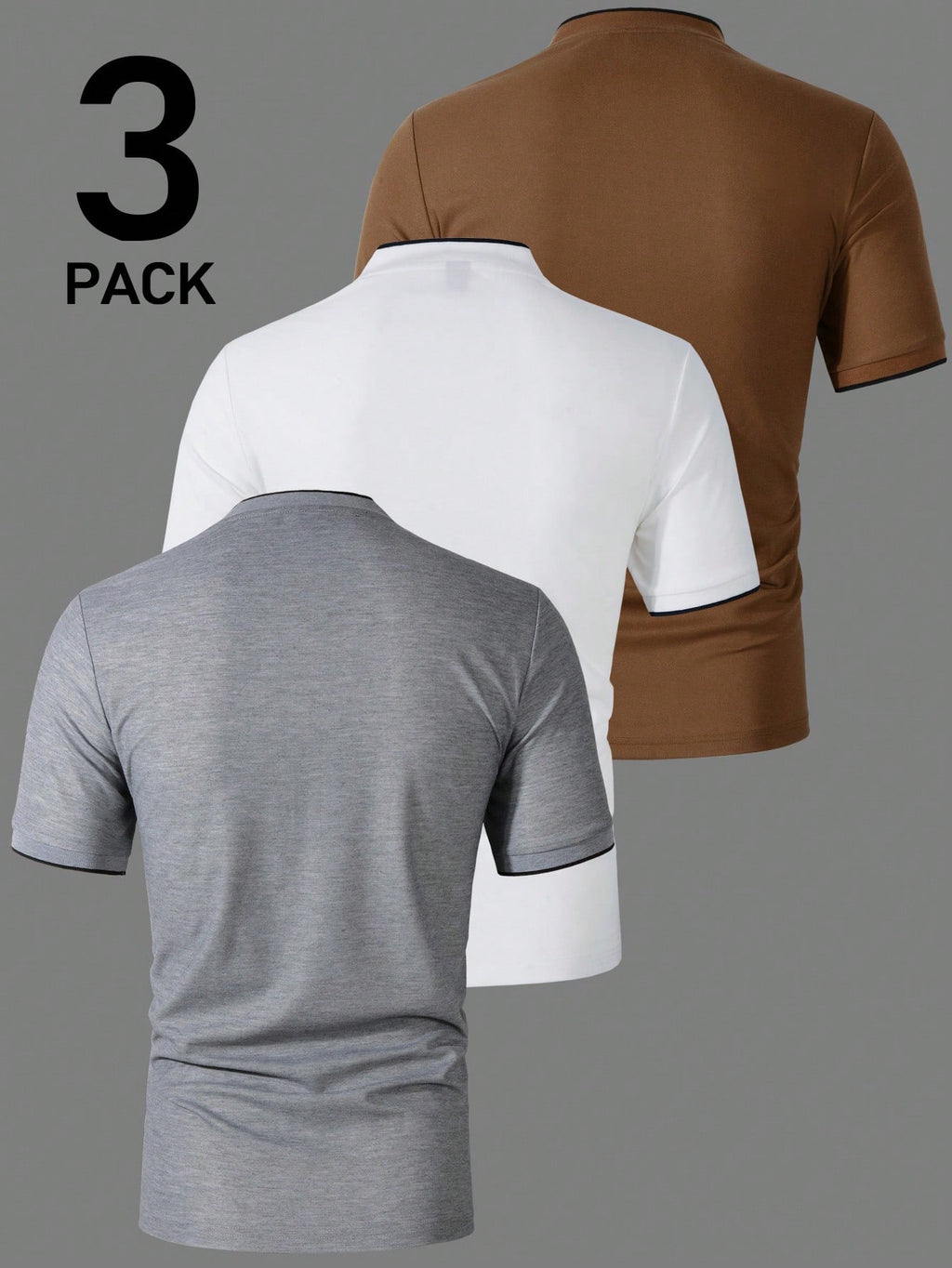 Kit 3 Camisas Gola Padre Masculina Básica – Gola Padre, Botões Frontais Tecido Premium