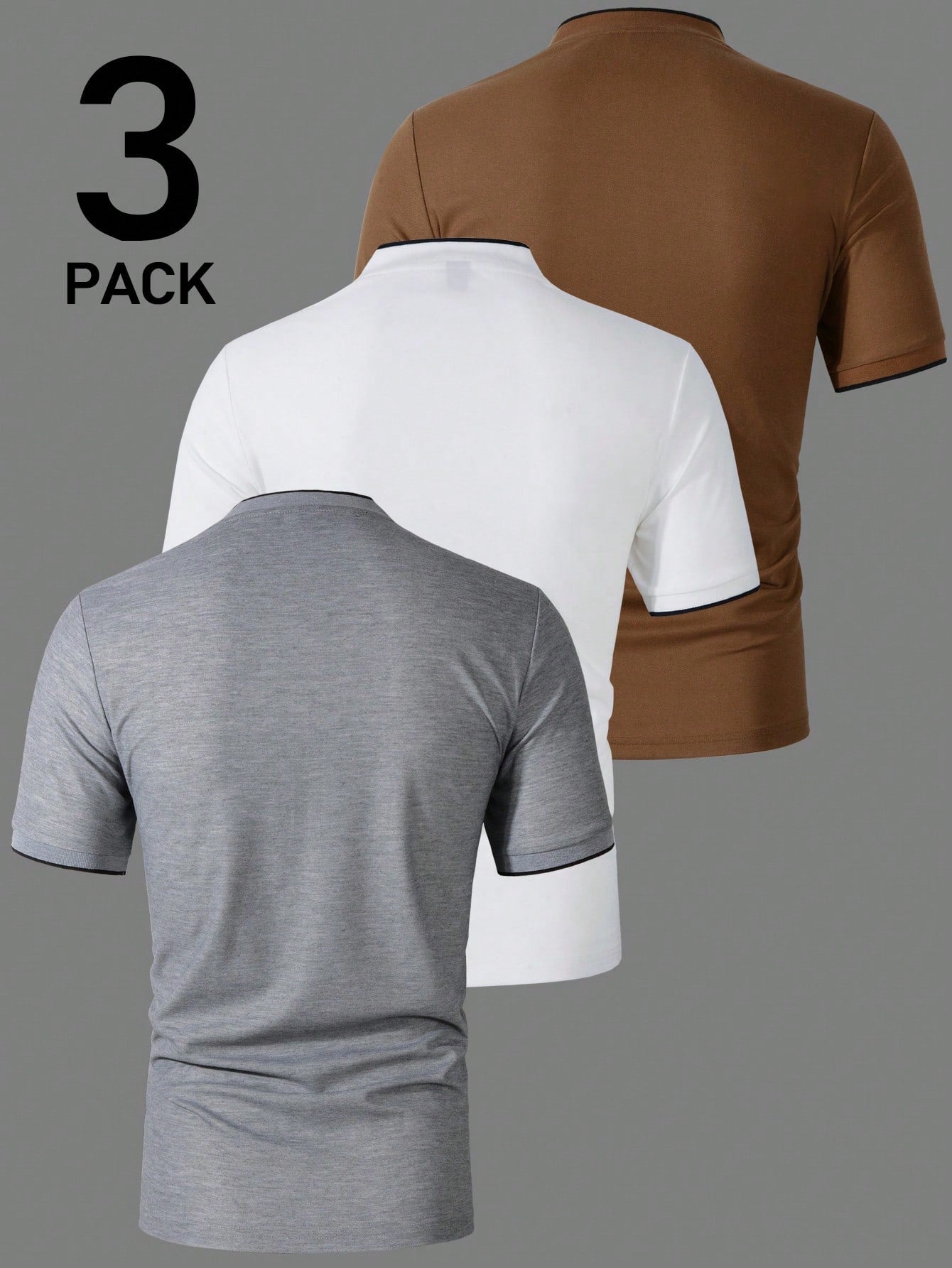 Kit 3 Camisas Gola Padre Masculina Básica – Gola Padre, Botões Frontais Tecido Premium