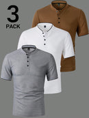 Kit 3 Camisas Gola Padre Masculina Básica – Gola Padre, Botões Frontais Tecido Premium