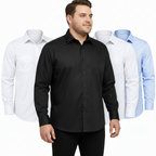 Kit 3 Camisas Sociais Masculinas Plus Size Manga Longa