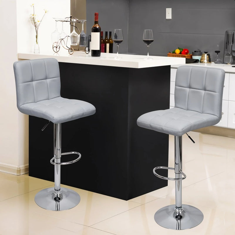 Kit 4 Banquetas Confort Gomos Estofada, Couro PU E Aço Cromado, Regulagem Pneumática De Altura, Giro 360°, Suporta Até 120 Kg, Ideal Para Cozinha Ou Bar